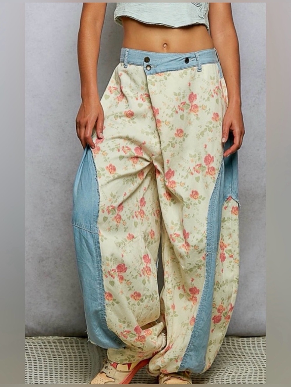 POL Floral Barrel Pants